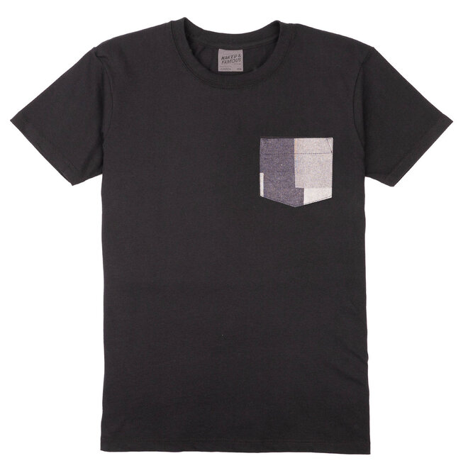 Pocket Tee in Black/Indigo Jacquard