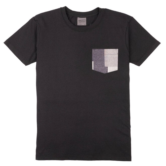 Pocket Tee in Black/Indigo Jacquard