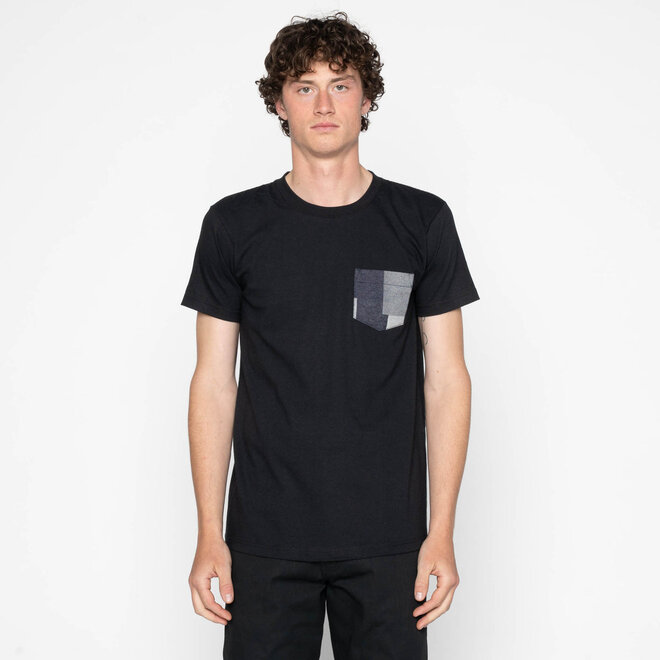 Pocket Tee in Black/Indigo Jacquard