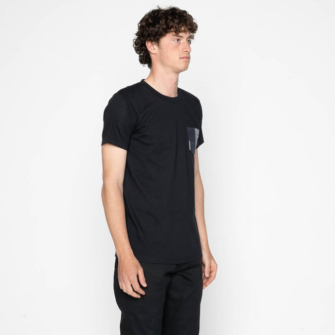 Pocket Tee in Black/Indigo Jacquard