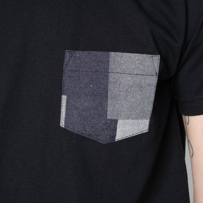 Pocket Tee in Black/Indigo Jacquard