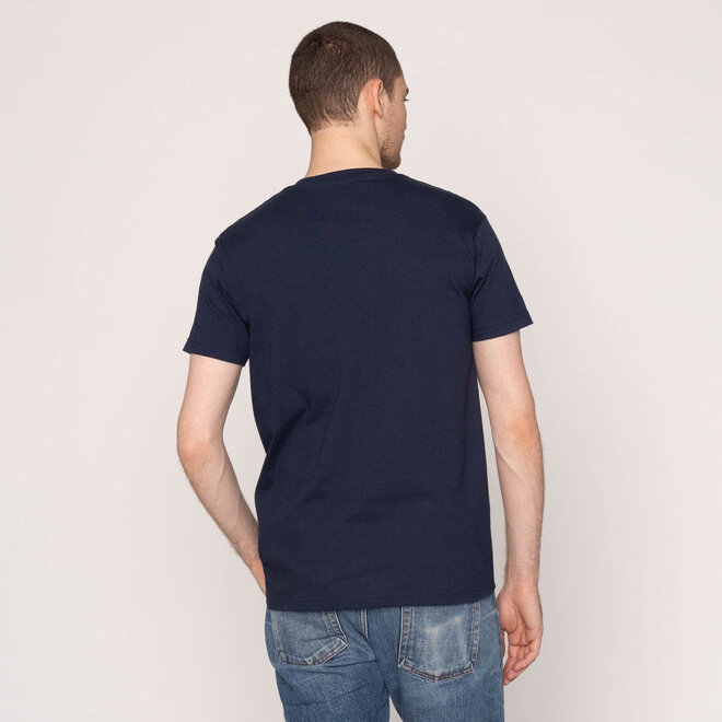 Pocket Tee in Navy/Linen Cats