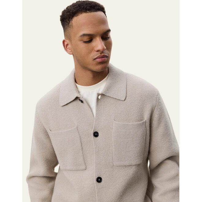 Milano Knit Overshirt in Light Sand