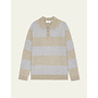 Striped Melange Knitted Polo in Light Sand Melange