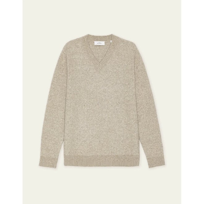Melange V-Neck Knit in Light Sand Melange