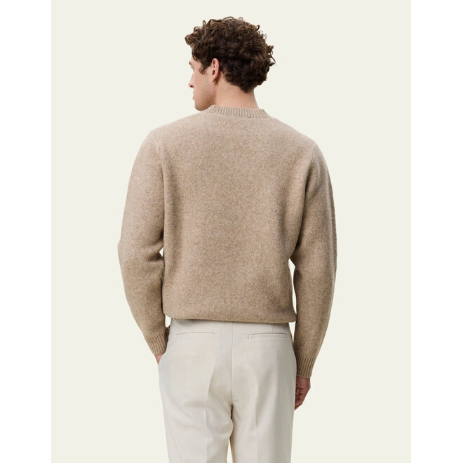 Melange V-Neck Knit in Light Sand Melange