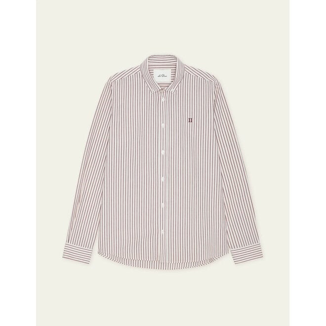 Light Oxford Striped Shirt in Chocolate Truffle Red
