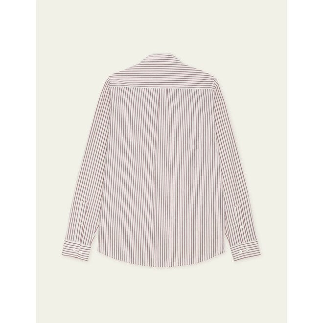 Light Oxford Striped Shirt in Chocolate Truffle Red