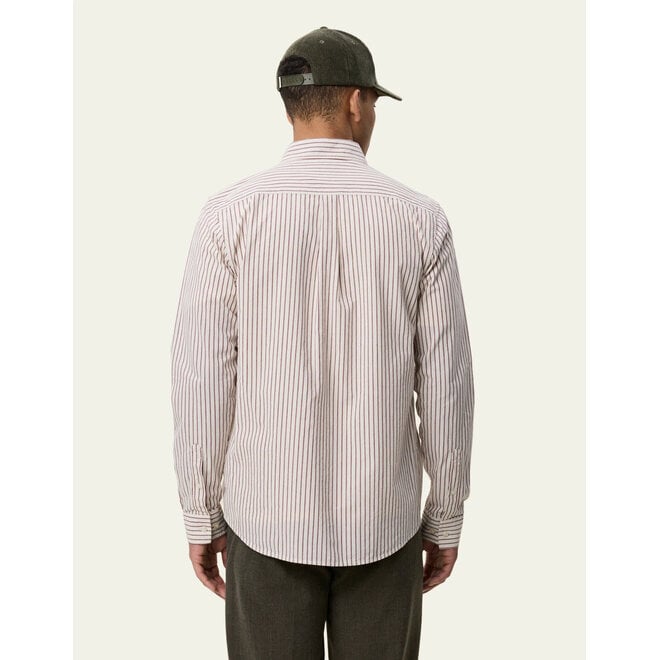 Light Oxford Striped Shirt in Chocolate Truffle Red