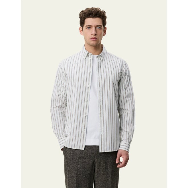 Striped Poplin Shirt in Light Ivory