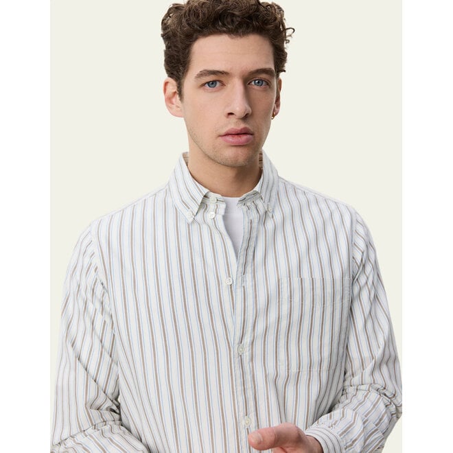 Striped Poplin Shirt in Light Ivory