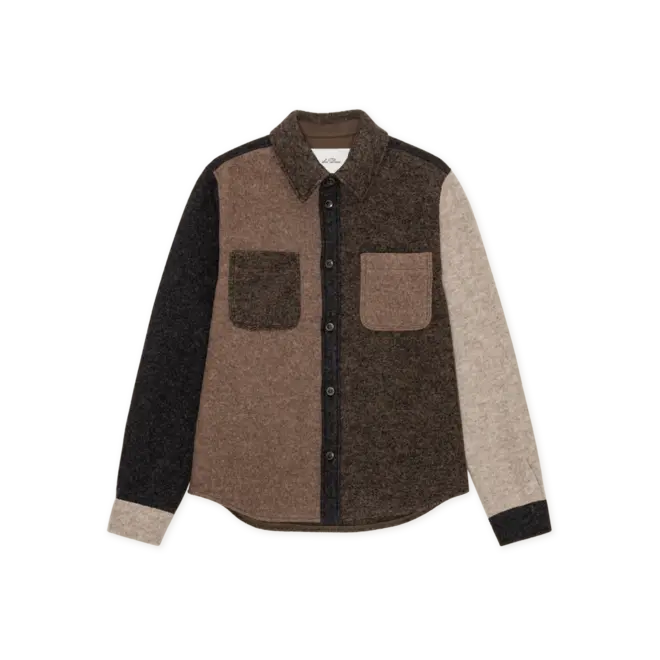 Wool Colourblock Overshirt in Mole Brown