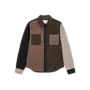 Wool Colourblock Overshirt in Mole Brown