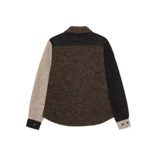 Wool Colourblock Overshirt in Mole Brown