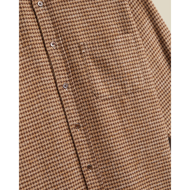 Abstract Pied Poule Shirt in Brown