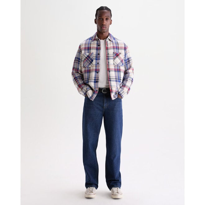 Whiting Overshirt in Ecru/Red