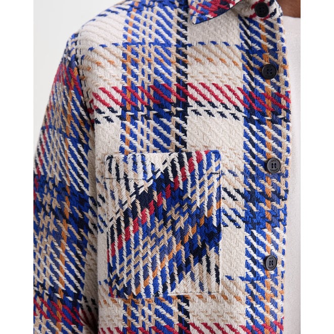 Whiting Overshirt in Ecru/Red