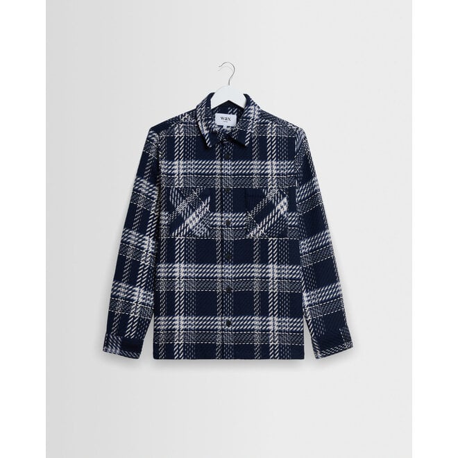 Whiting Overshirt in Navy/Ecru Plaid