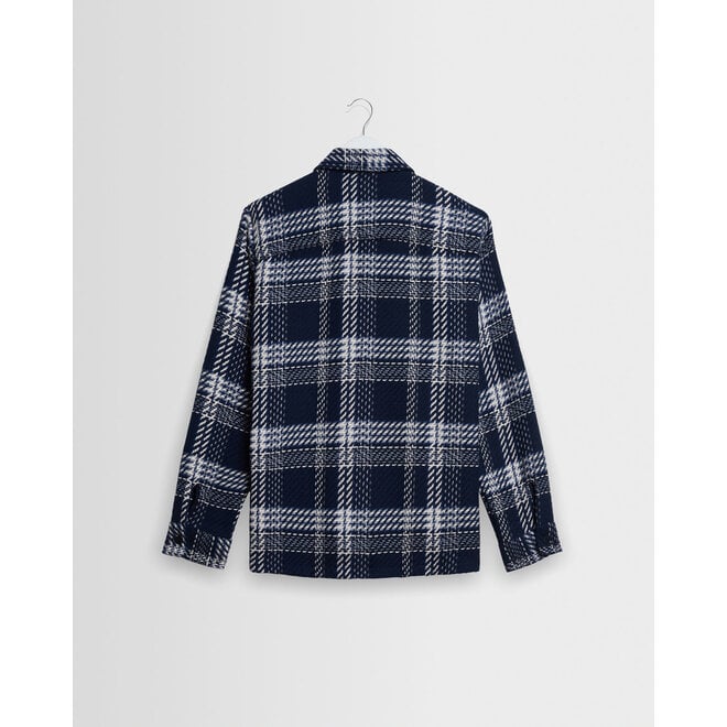 Whiting Overshirt in Navy/Ecru Plaid