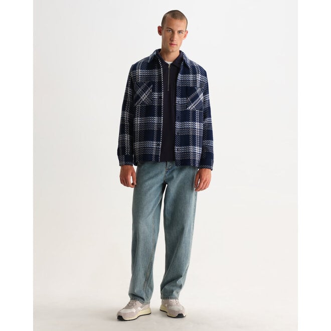 Whiting Overshirt in Navy/Ecru Plaid