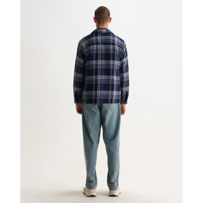 Whiting Overshirt in Navy/Ecru Plaid