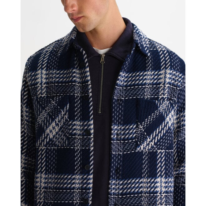 Whiting Overshirt in Navy/Ecru Plaid