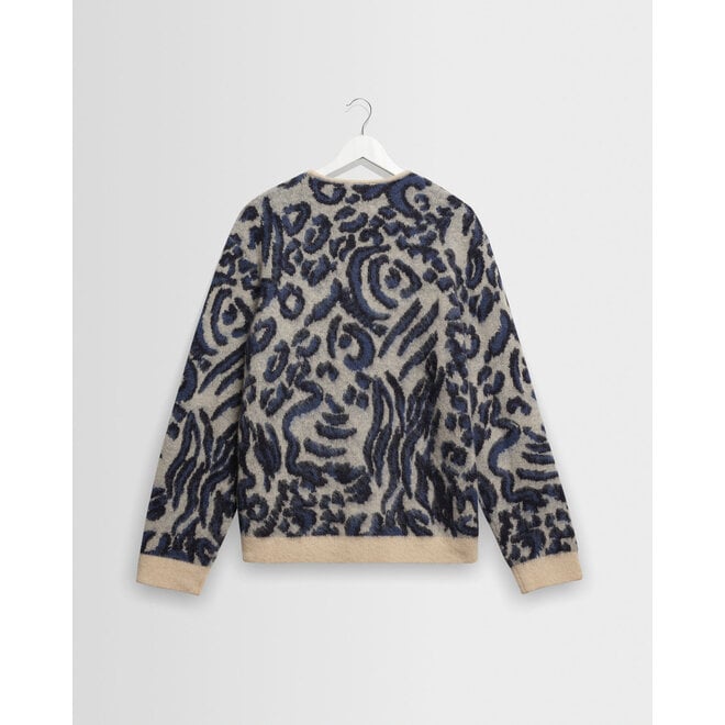 Alban Cardigan in Ecru/Navy