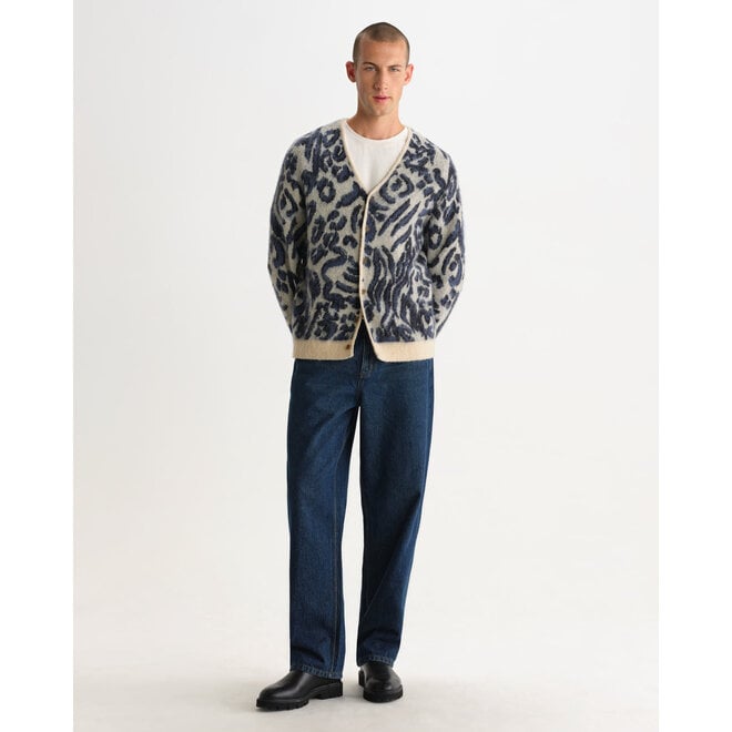 Alban Cardigan in Ecru/Navy