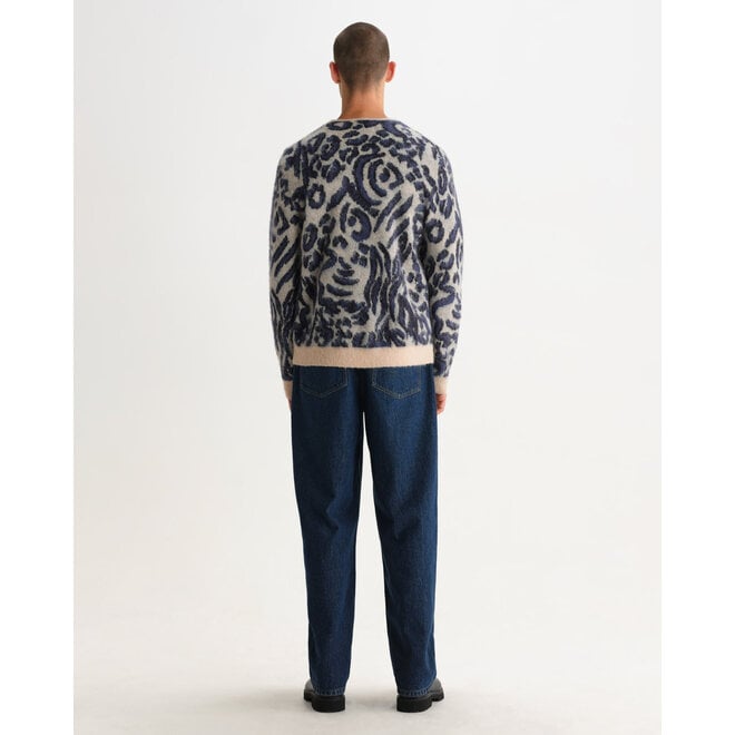 Alban Cardigan in Ecru/Navy