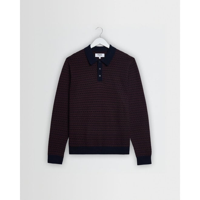 Oban Knitted Polo in Brown/Navy