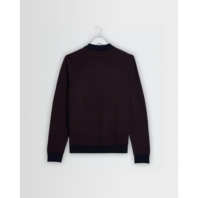 Oban Knitted Polo in Brown/Navy