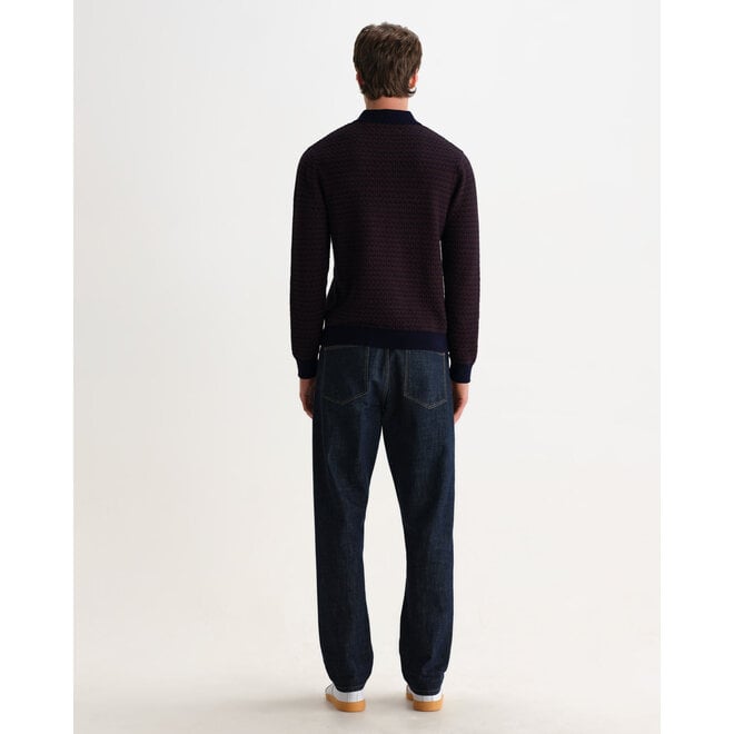 Oban Knitted Polo in Brown/Navy