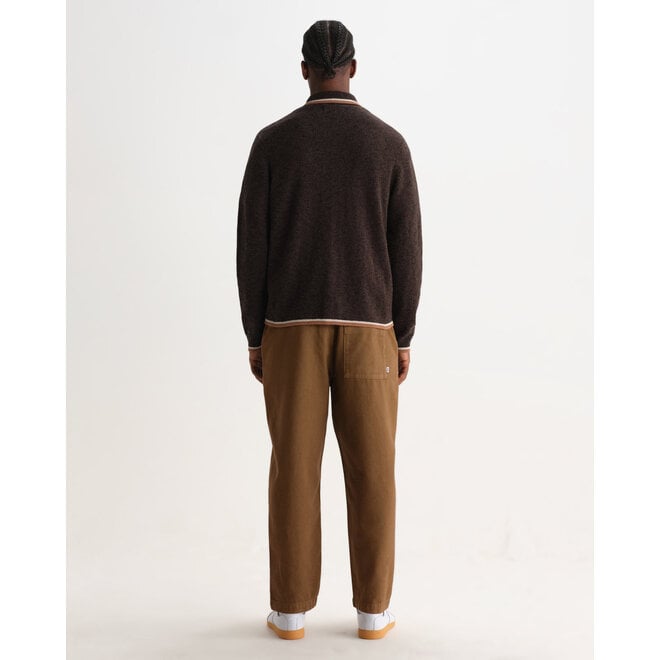 Lennox Zip Polo Shirt in Brown/Natural