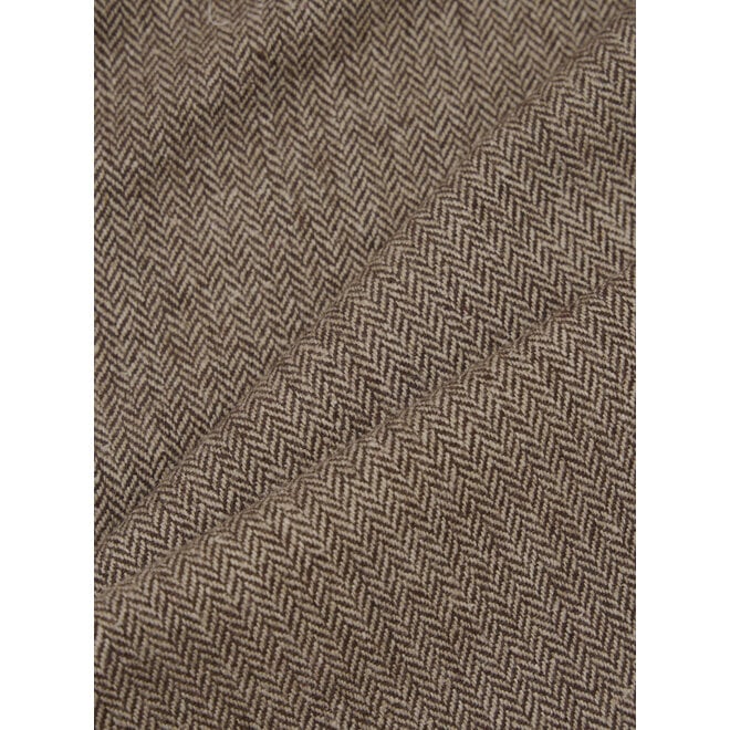 Pleated Track Pant in Brown Wool Herringbone