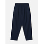 Pleated Track Pant in Navy Wool Herringbone