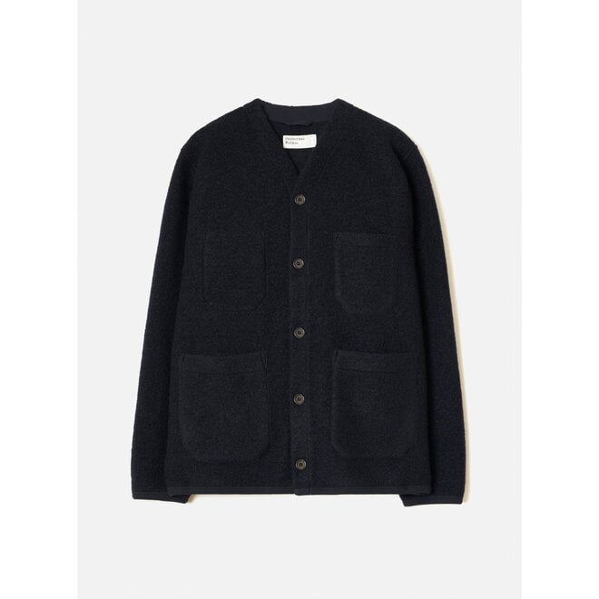 Wool Fleece Cardigan in Navy