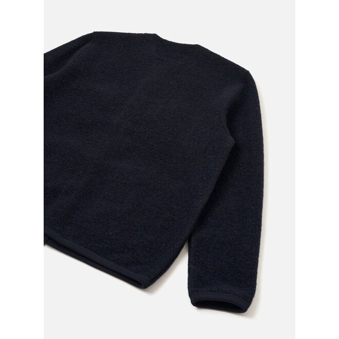 Wool Fleece Cardigan in Navy
