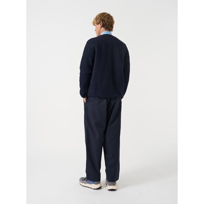 Wool Fleece Cardigan in Navy