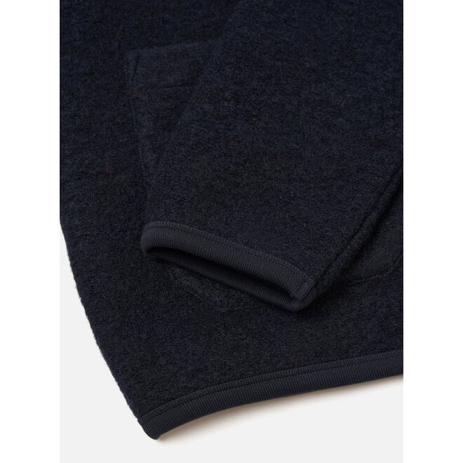 Wool Fleece Cardigan in Navy