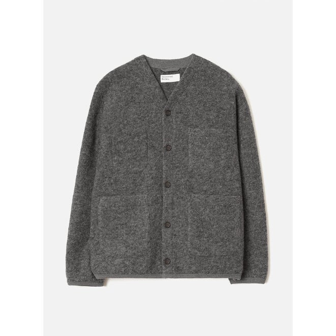 Wool Fleece Cardigan in Grey Marl