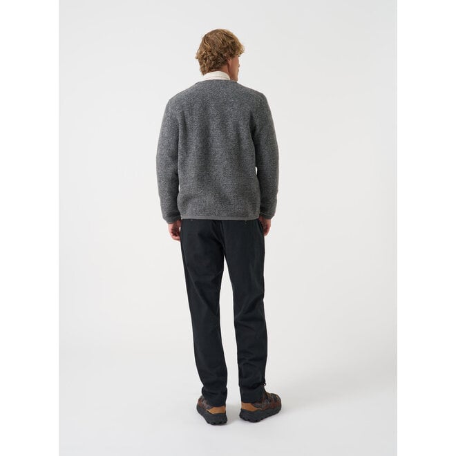 Wool Fleece Cardigan in Grey Marl
