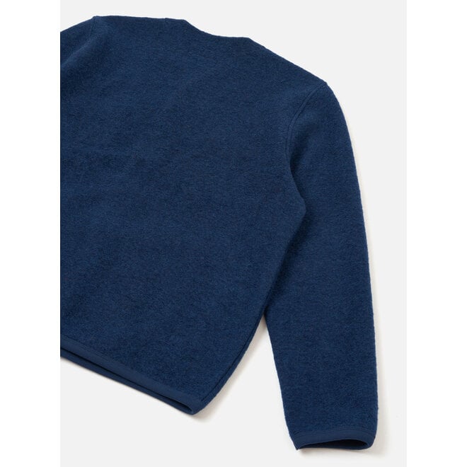Wool Fleece Cardigan In Indigo