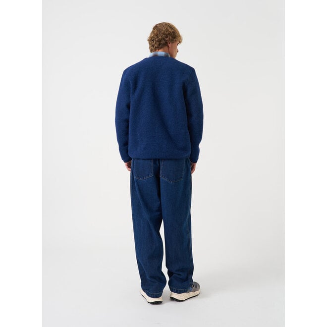 Wool Fleece Cardigan In Indigo