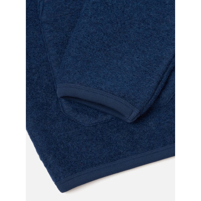 Wool Fleece Cardigan In Indigo