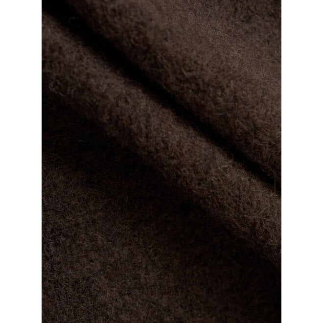 Wool Fleece Cardigan in Brown/Indigo