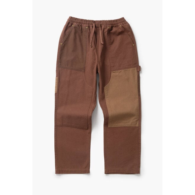 Patchwork Utility Chef Pants in Brown