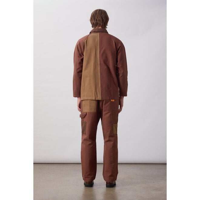 Patchwork Utility Chef Pants in Brown