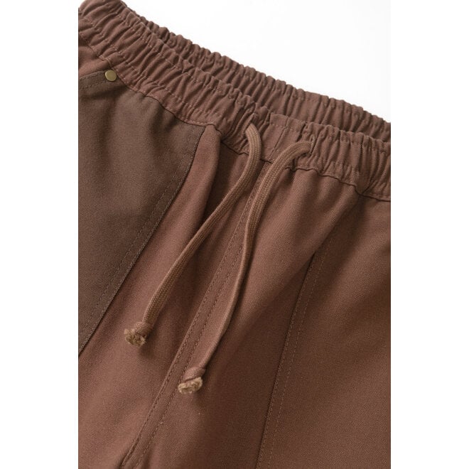 Patchwork Utility Chef Pants in Brown