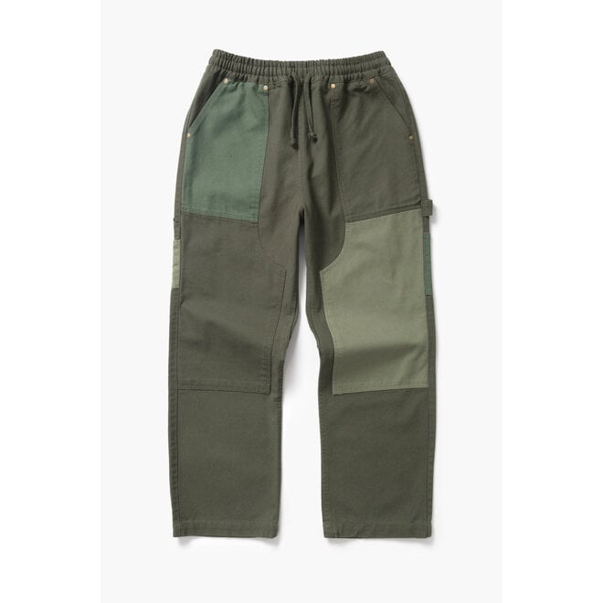 Patchwork Utility Chef Pants in Green