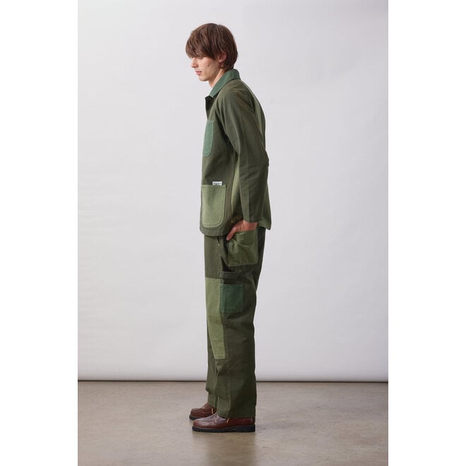 Patchwork Utility Chef Pants in Green